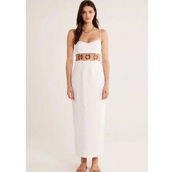NEW Rumer The Label Bridget Ring Maxi Elegant White Linen Cutout Dress - Picture 1 of 15